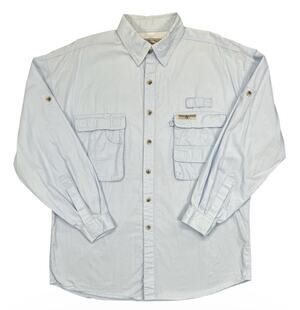 Hook & Tackle Light Blue Fishing Shirt Long Sleeve Button Up Size L